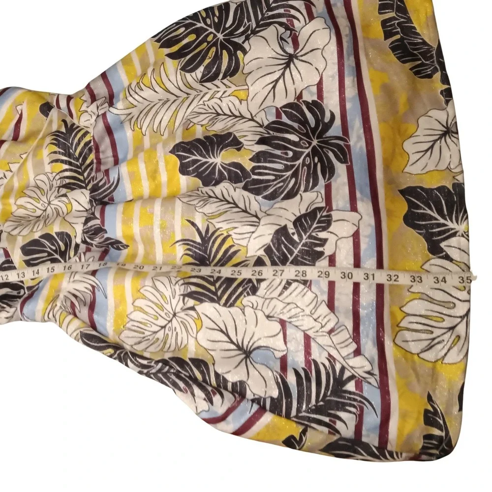 H&M Tropical Floral Leaf Striped Mini Dress Sleeveless Party Casual Women's SZ 8